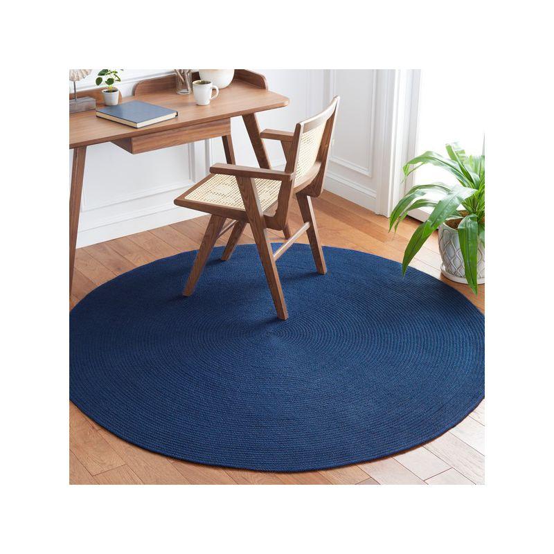 Braided BRD402 Hand Woven Area Rug - Dark Blue - 5' round - Safavieh.