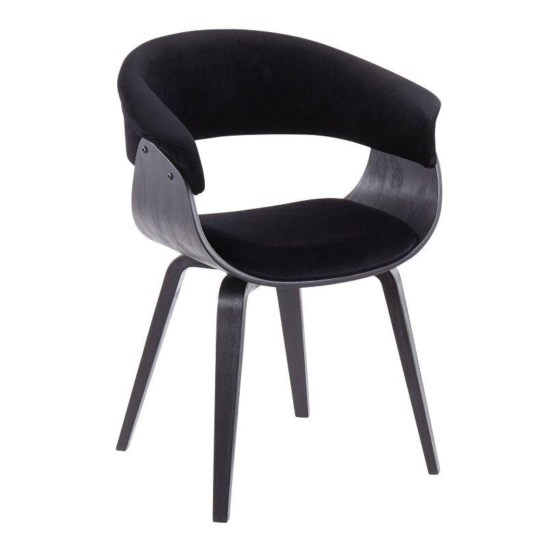 High Back Black Velvet and Wood Upholstered Chair