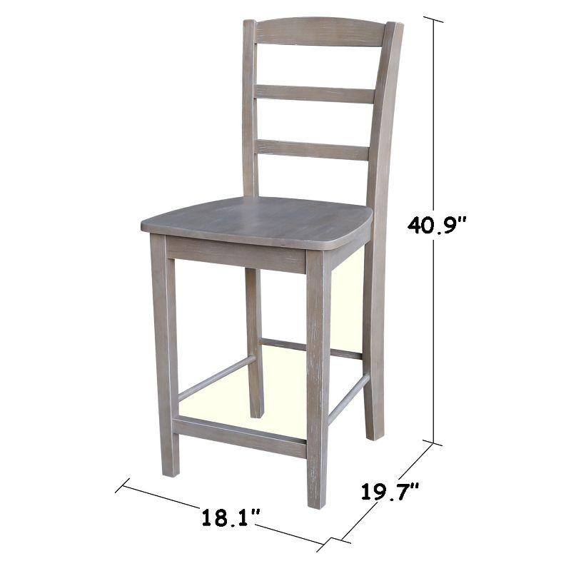 International Concepts 24" Madrid Counter Height Barstool Washed Gray/Taupe : Hardwood Ladder-Back, Spot Clean