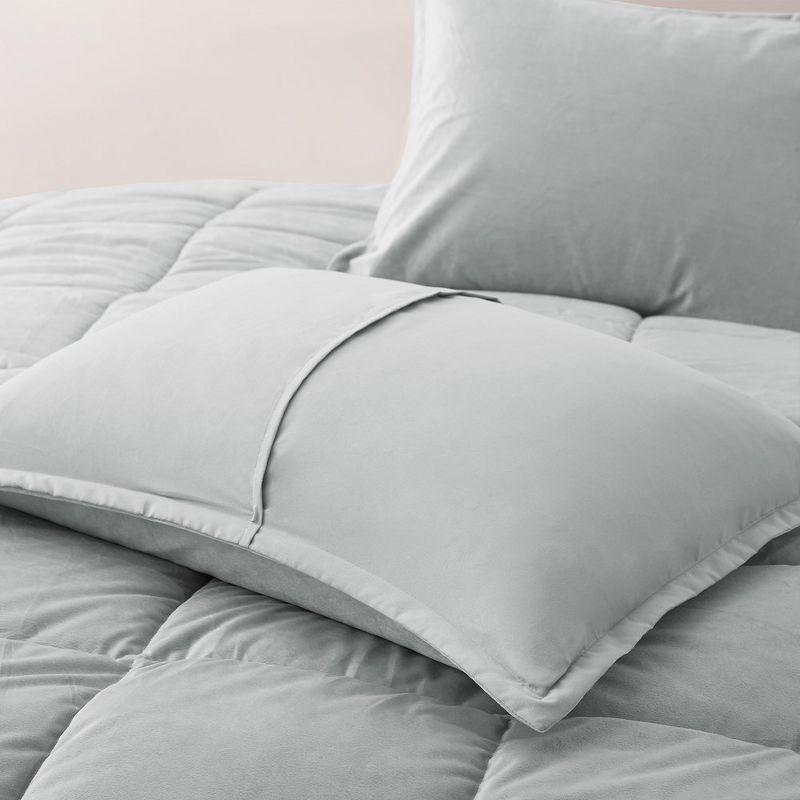 King Gray Reversible Velvet Down Alternative Comforter Set