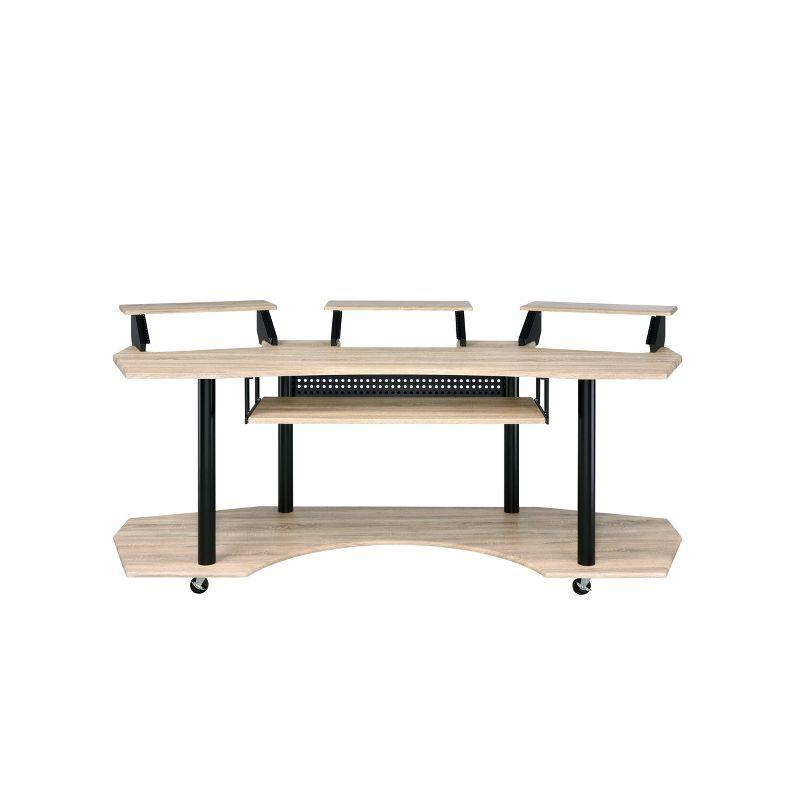 Acme Furniture Eleazar 3 Stands Computer Desk Natural Oak: Metal Frame, Veneer Surface, Hutch Storage