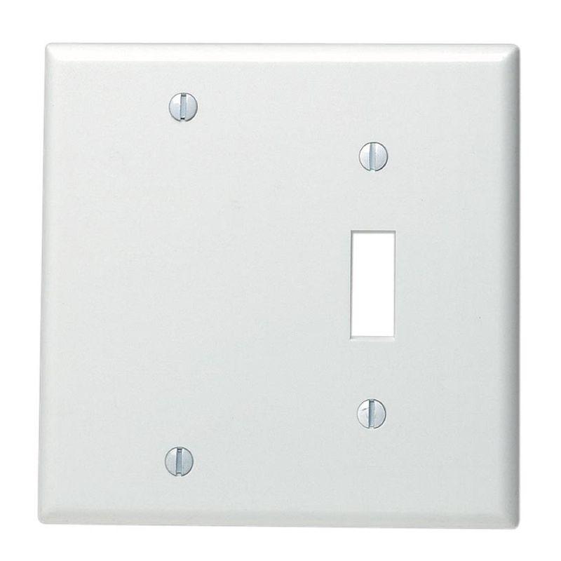 Leviton White 2-Gang Thermoset Blank and Toggle Wall Plate