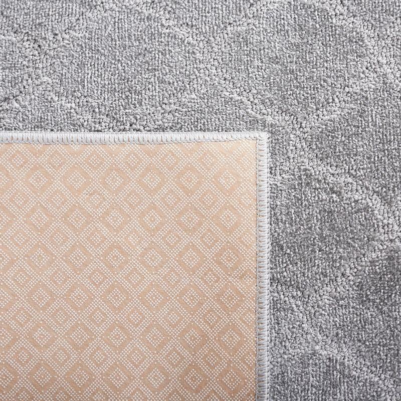 Gray Hand-Knotted Synthetic Rectangular Area Rug