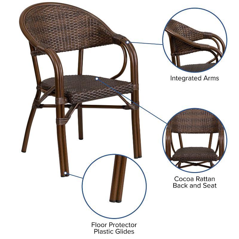 Cocoa Brown Wicker and Aluminum Patio Dining Chair