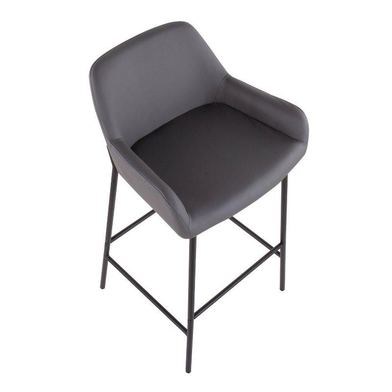 Set of 2 Daniella Metal Faux Leather Barstools Black/Gray - LumiSource: Contemporary, Upholstered, Fixed Height