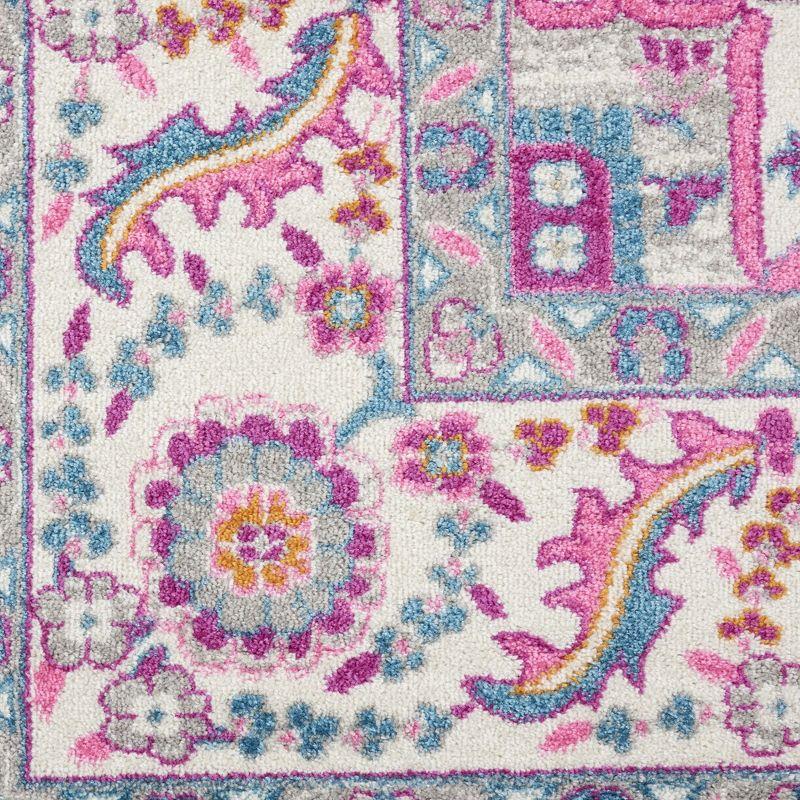 Nourison Passion Colorful Center Medallion Area Rug Light Grey/Pink 8' x 10'