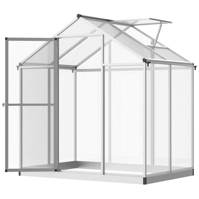 Outsunny 4' x 6' Polycarbonate Walk-In Greenhouse with Roof Vent