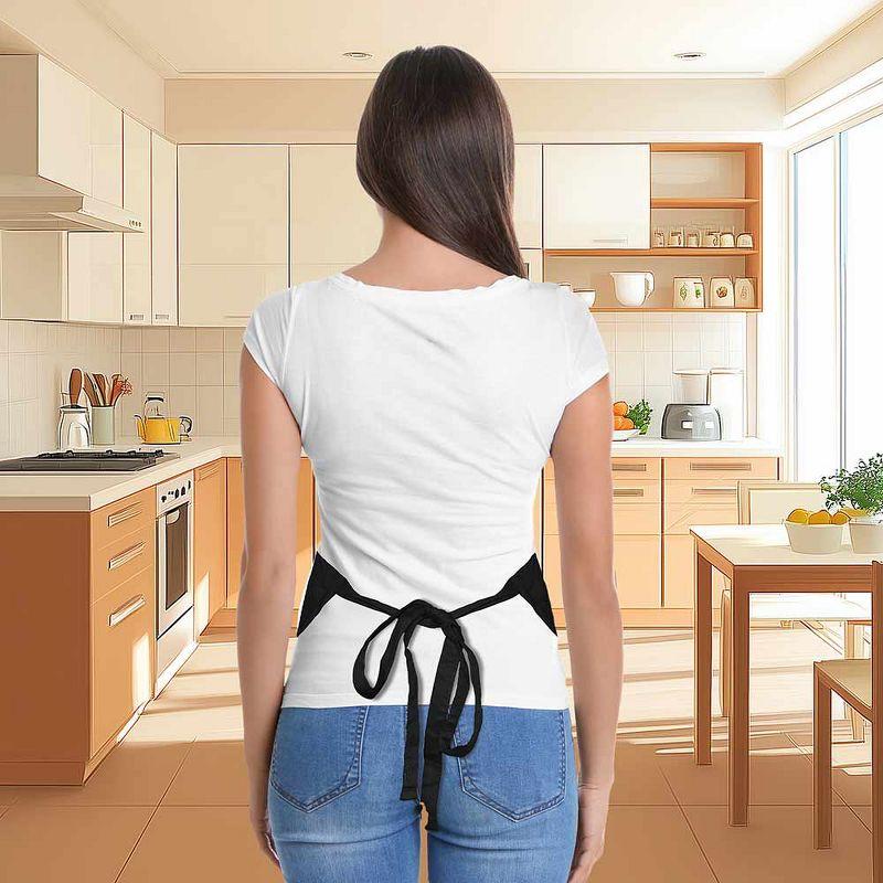 Dalix Waist Aprons Commercial Restaurant Home Bib Spun Poly Cotton Kitchen (3 Pockets) in Black