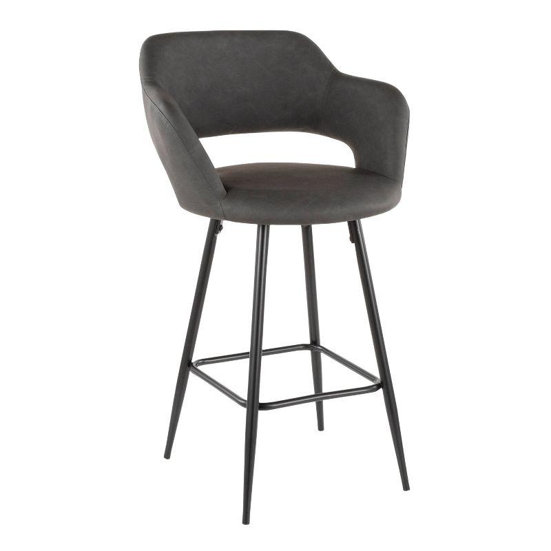 Set of 2 Margarite Contemporary Counter Height Barstool Faux Leather - LumiSource