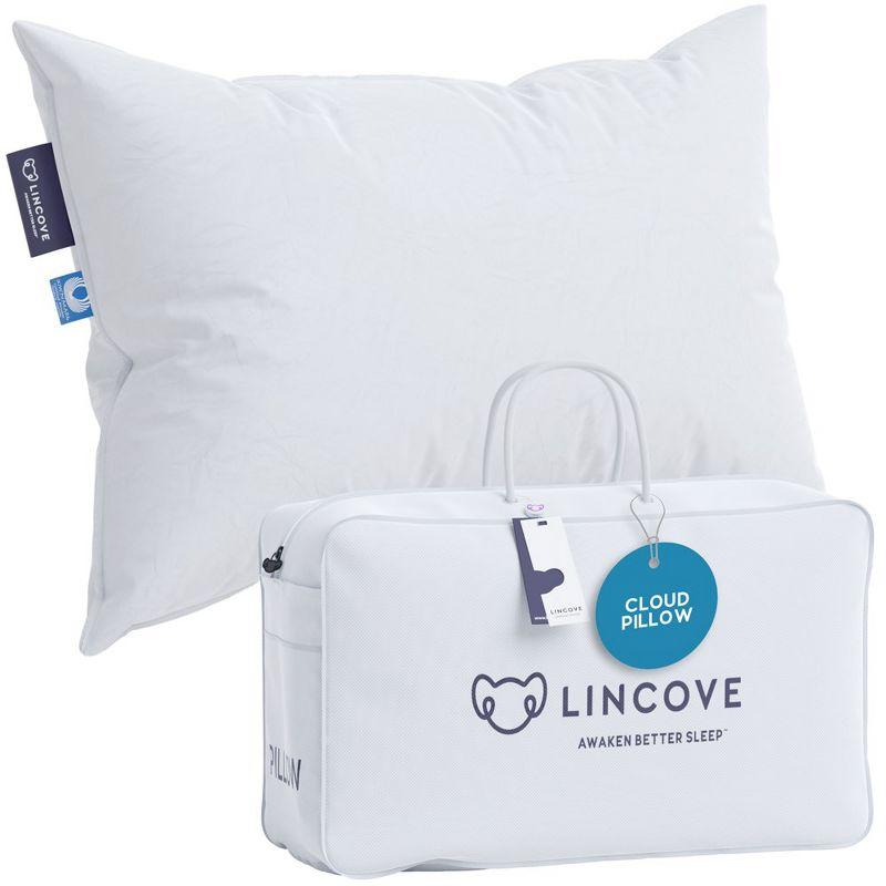 Lincove Cloud Canadian Down Luxury Sleeping  Pillow - 625 Fill Power, 500 Thread Count Cotton Sateen Shell, King - Medium, 1 Pack