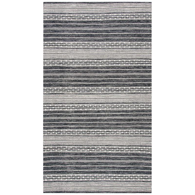 Striped Kilim STK516 Hand Woven Accent Rug - Black/Ivory - 2'3"x5' - Safavieh.