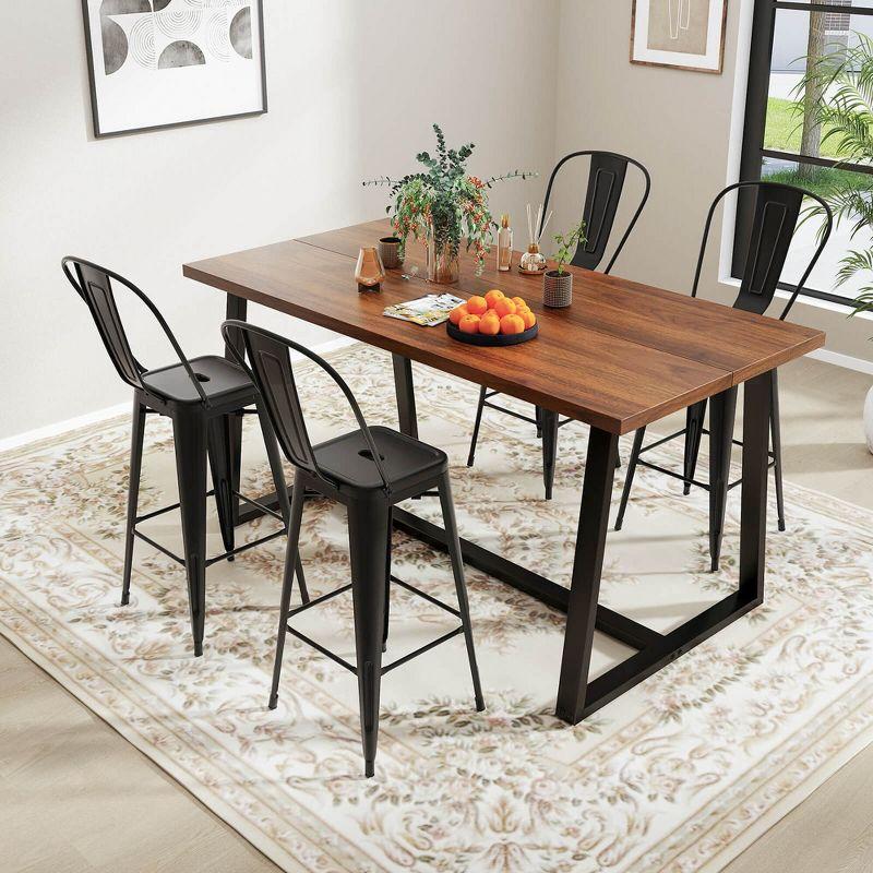Costway 30" Bar Height Chairs with Footrest & Removable Backrest Rubber Feet for Kitchen