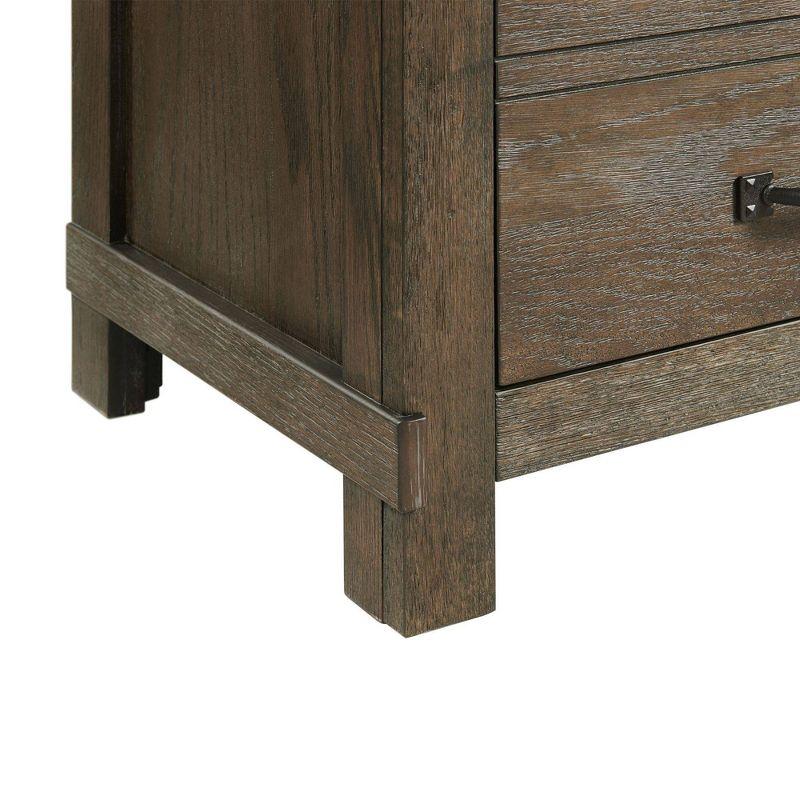 Walnut Rustic 3-Drawer Nightstand with USB Ports