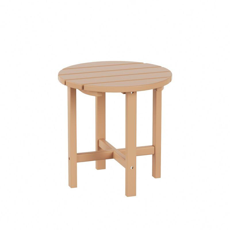 WestinTrends All-Weather Outdoor Patio Round Poly Adirondack Side Table, Teak