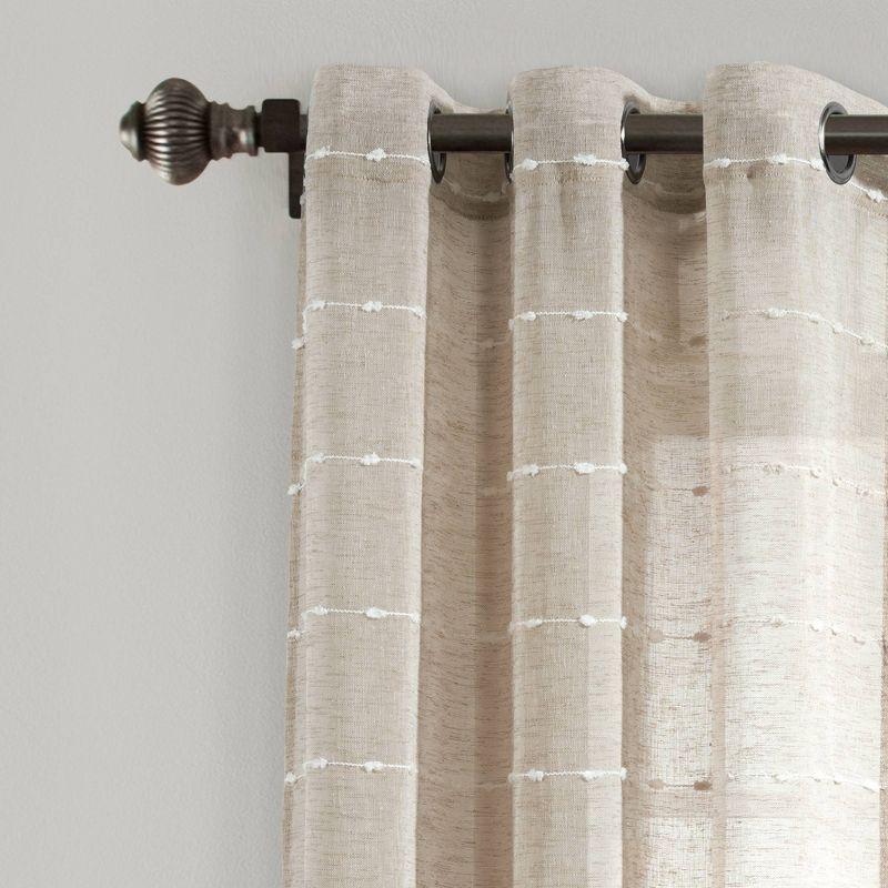 Set of 2 Farmhouse Texture Grommet Sheer Window Curtain Panels - Lush Décor