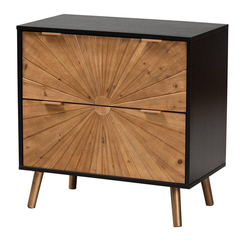 Richardson Two-Tone Wood 2 Drawer Storage Cabinet Natural Brown/Black - Baxton Studio