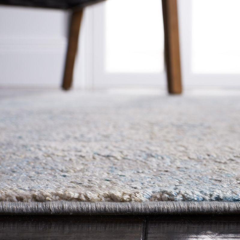 Gray and Blue Hand-Knotted Square Viscose Area Rug