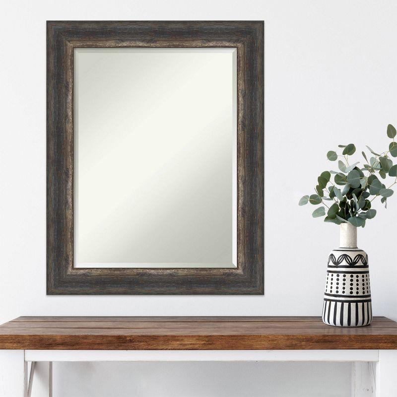 23" x 29" Bark Rustic Char Framed Wall Mirror Brown - Amanti Art: Modern Beveled Glass, No Assembly Required