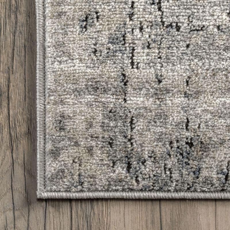 Ivory and Gray Abstract Synthetic Area Rug, 9' x 12'