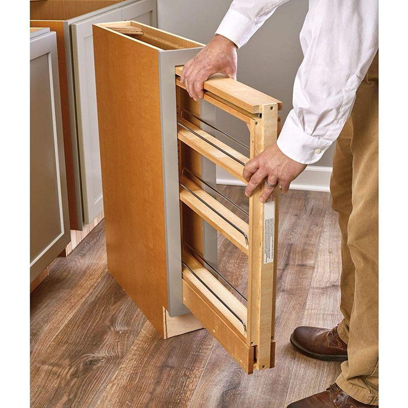 Rev-A-Shelf Pull Out Shelf Organizer for Between Base Kitchen Cabinets, Adjustable Filler Spice Rack Seasoning Storage Holder