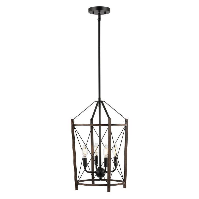 Peltier 4-Light Black and Brown LED Pendant Light