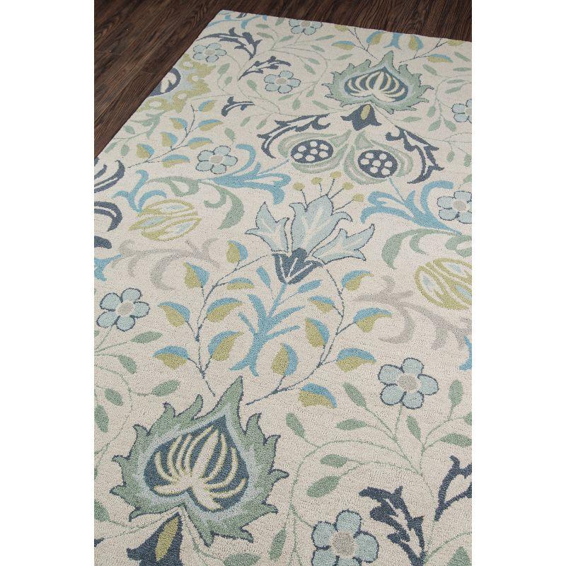 Bellewood Blue Floral Hand-Tufted Wool Rectangular Rug, 2' x 3'