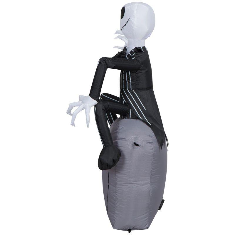 Gemmy Airblown Inflatable Jack Skellington on Tombstone Disney, 3.5 ft Tall, Multicolored