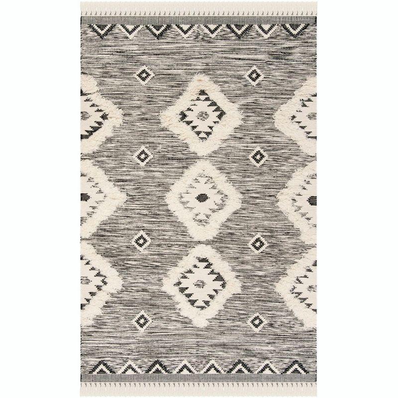 Kenya KNY906 Hand Knotted Area Rug - Black/Ivory - 6'x9' - Safavieh.