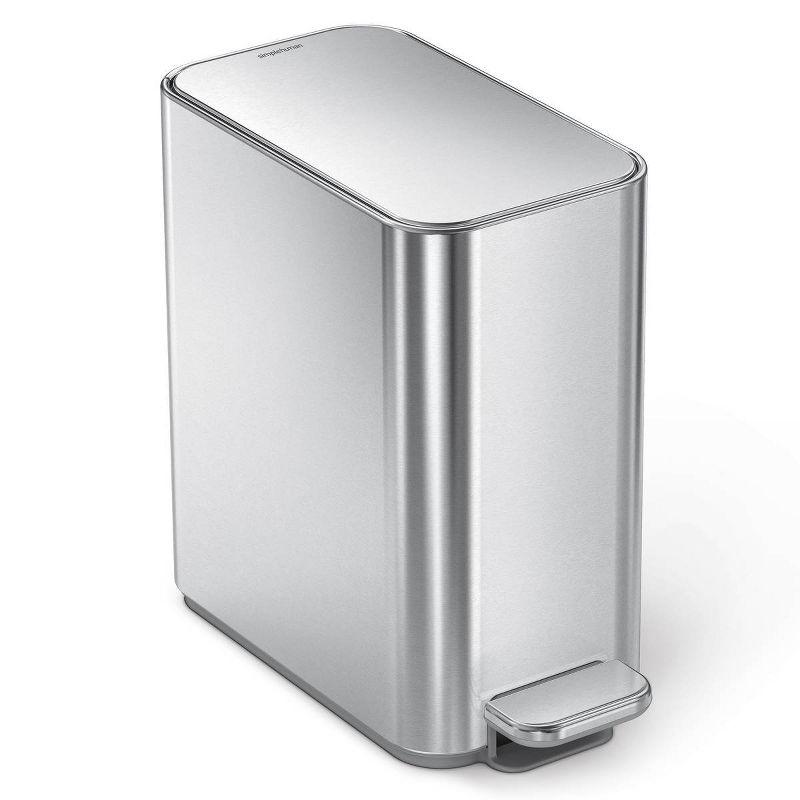 Simplehuman 5 Liter / 1.3 Gallon Slim Steel Step Trash Can