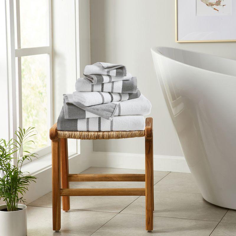 Combed Cotton Decorative Quick-Dry Towel Set (6 Piece Set, Dark Grey / Light Grey)