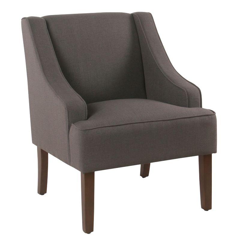 Elegance in Charcoal: Dark Gray Swoop Arm Wood Accent Chair