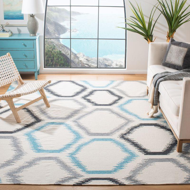 Handwoven Geometric Ivory & Multi Wool 6' x 9' Area Rug