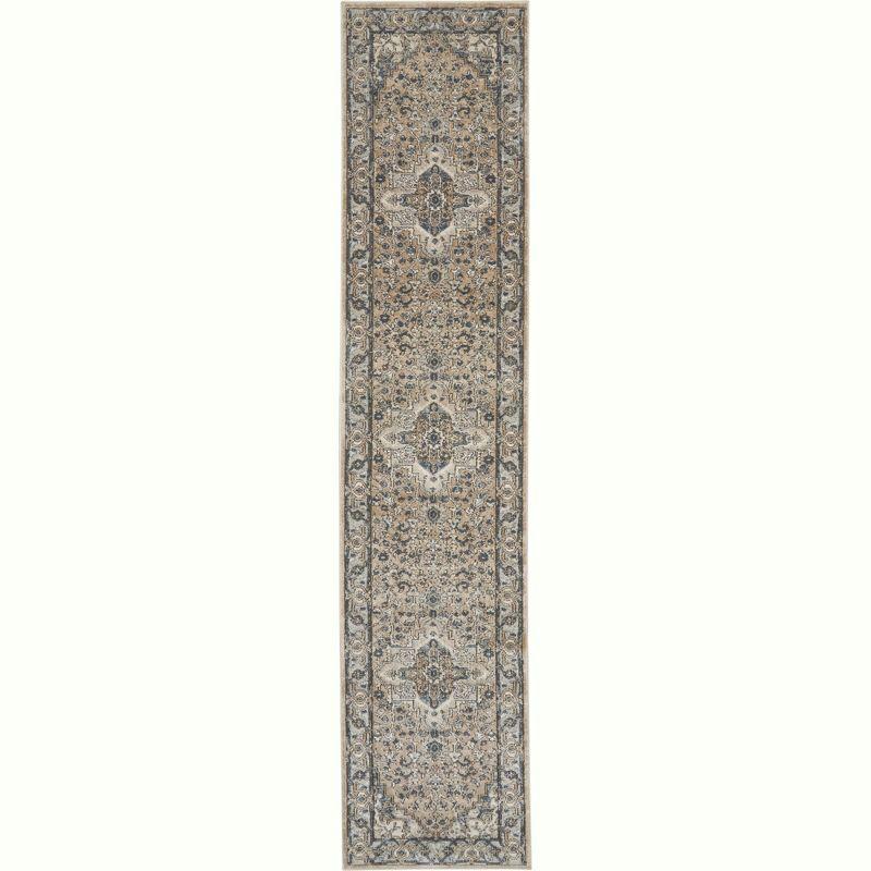 Nourison Concerto Center Medallion Indoor Rug Beige Grey 2'2" x 10'