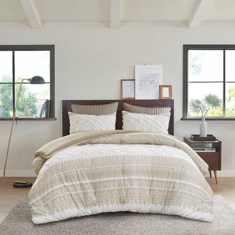 INK+IVY Mila 3 Piece Cotton Comforter Set with Chenille Tufting