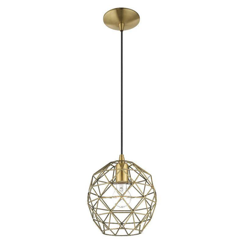 Livex Lighting Geometric Shade 1 - Light Pendant in  Antique Brass