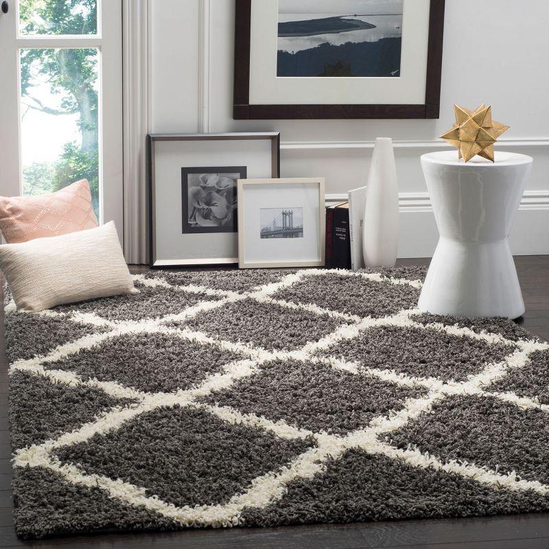 Dallas Shag SGD257 Power Loomed Indoor Accent Rug - Dark Grey/Ivory - 3'x5' - Safavieh.