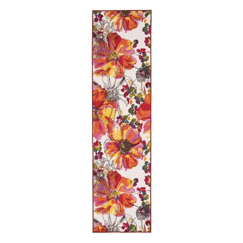 Bright Floral Symphony Non-Slip Washable Area Rug - 2' x 7'