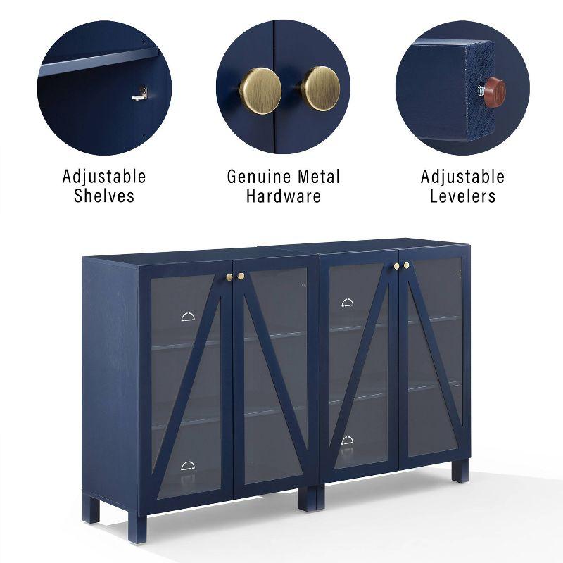 Navy 60" Media Sideboard Cabinet with Glass Doors and Shelves