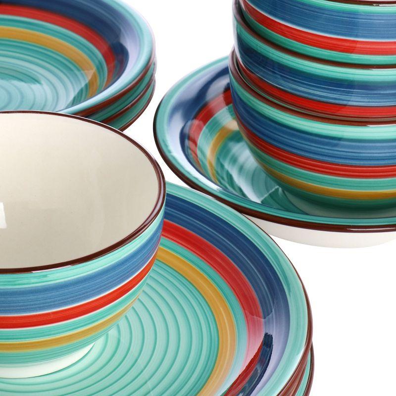 Gibson Home Rainbow 12 Piece Stoneware Dinnerware Set in Green Multi