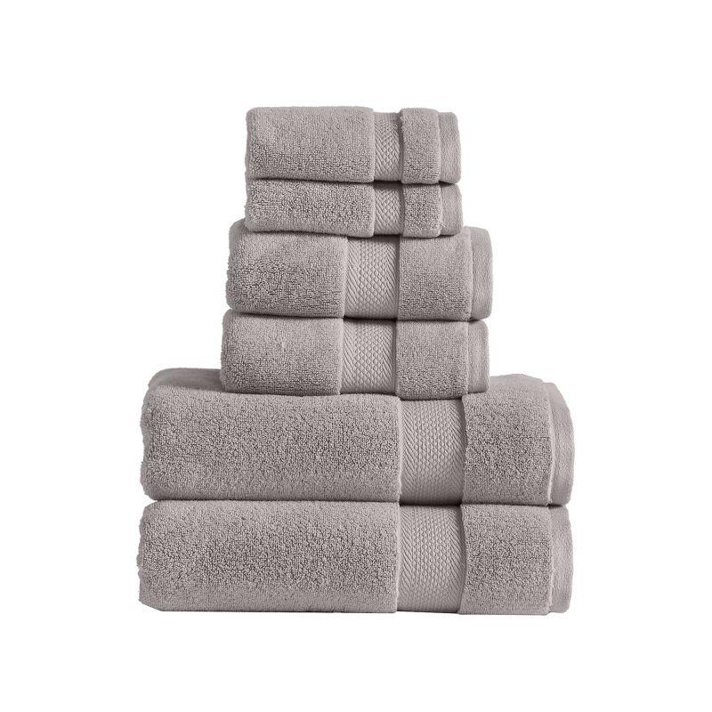 Stone Gray Luxury Quick-Dry 6-Piece Cotton Towel Set