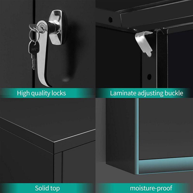 Aobabo 42-Inch 2 Door Locking Metal Storage Cabinet Organizer with 2 Adjustable Shelves and 2 Keys for Garages and Offices, Black