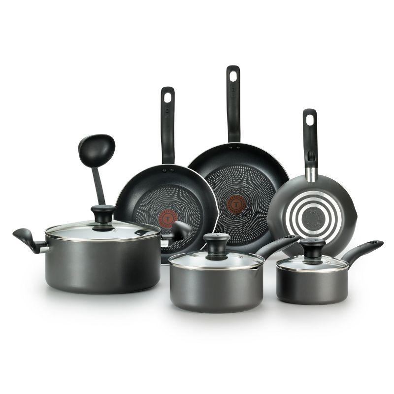 T-fal 10-Piece Nonstick Aluminum Cookware Set in Black