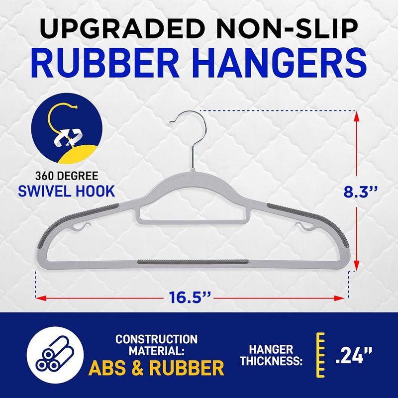 Lifemaster Premium Quality Velvet Non-Slip Clothes Hangers - Sturdy Black Plastic Coat Hangers with Smooth Set of 30