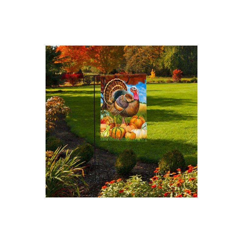 Briarwood Lane Turkey And Pumpkins Fall Garden Flag Thanksgiving Farm Autumn 18" x 12.5"