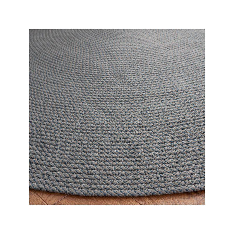 Gray Round Handwoven Reversible Braided Area Rug