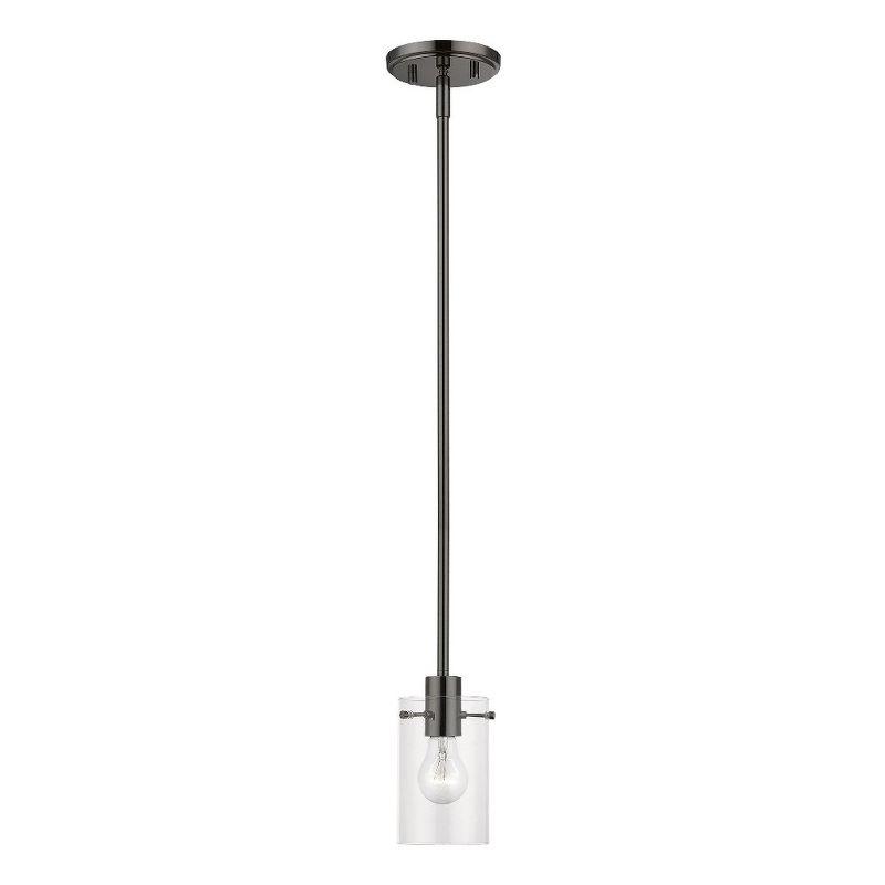 Munich Mini Pendant in Black Chrome with Clear Glass Shade