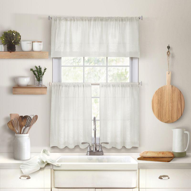 Cameron Linen Rod Pocket Kitchen Window Valance - 60" x 15" - Elrene Home Fashions