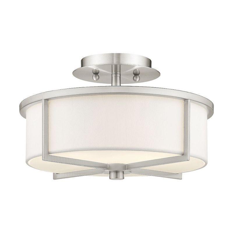 Wesley Brushed Nickel 2-Light Semi-Flush Drum Ceiling Fixture