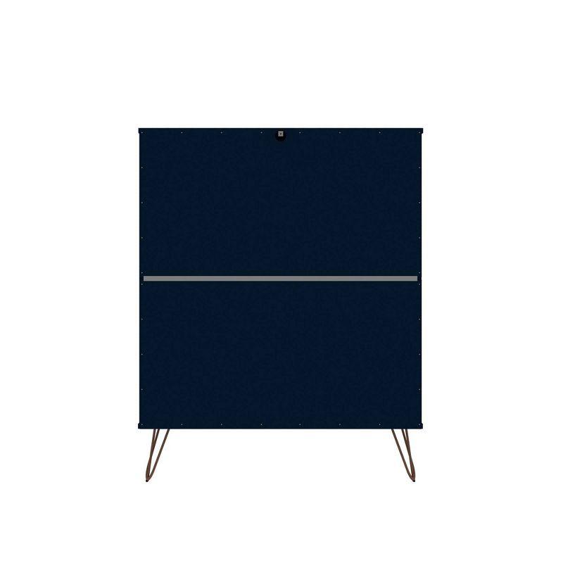 Tatiana Midnight Blue Mid-Century Modern 5-Drawer Dresser and Nightstand Set