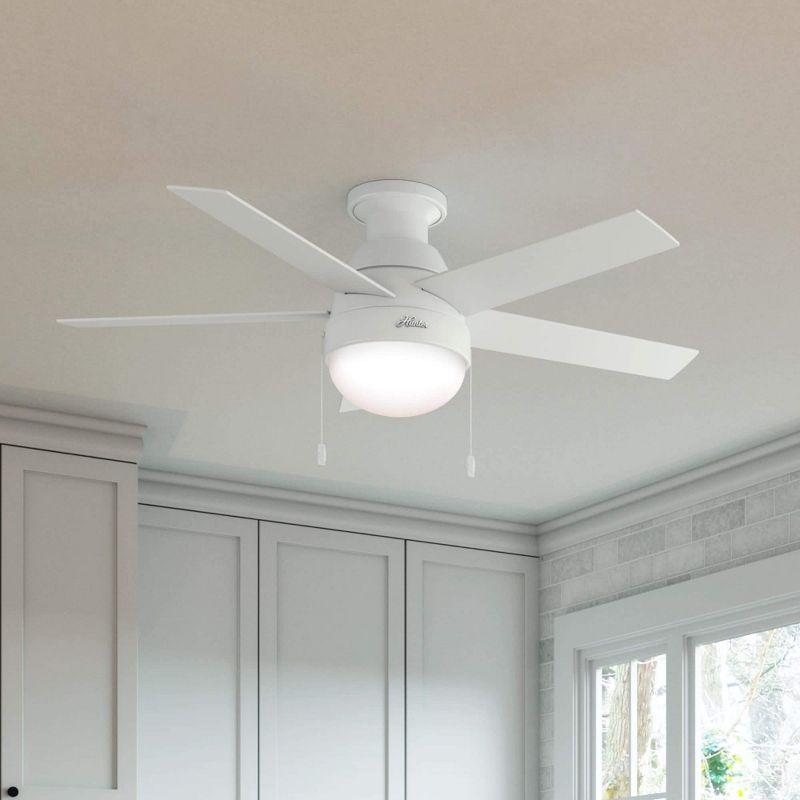 Anslee 46" Fresh White Low Profile LED Ceiling Fan with Reversible Blades